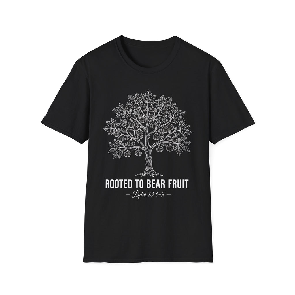 Rooted to Bear Fruit Fig Tree T-Shirt Schwarz getragen – FollowTheSaint
