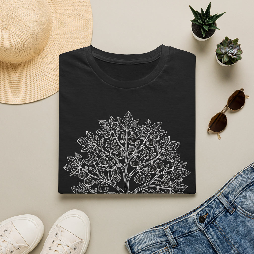 Rooted to Bear Fruit T-Shirt Detailansicht Feigenbaum Motiv – FollowTheSaint
