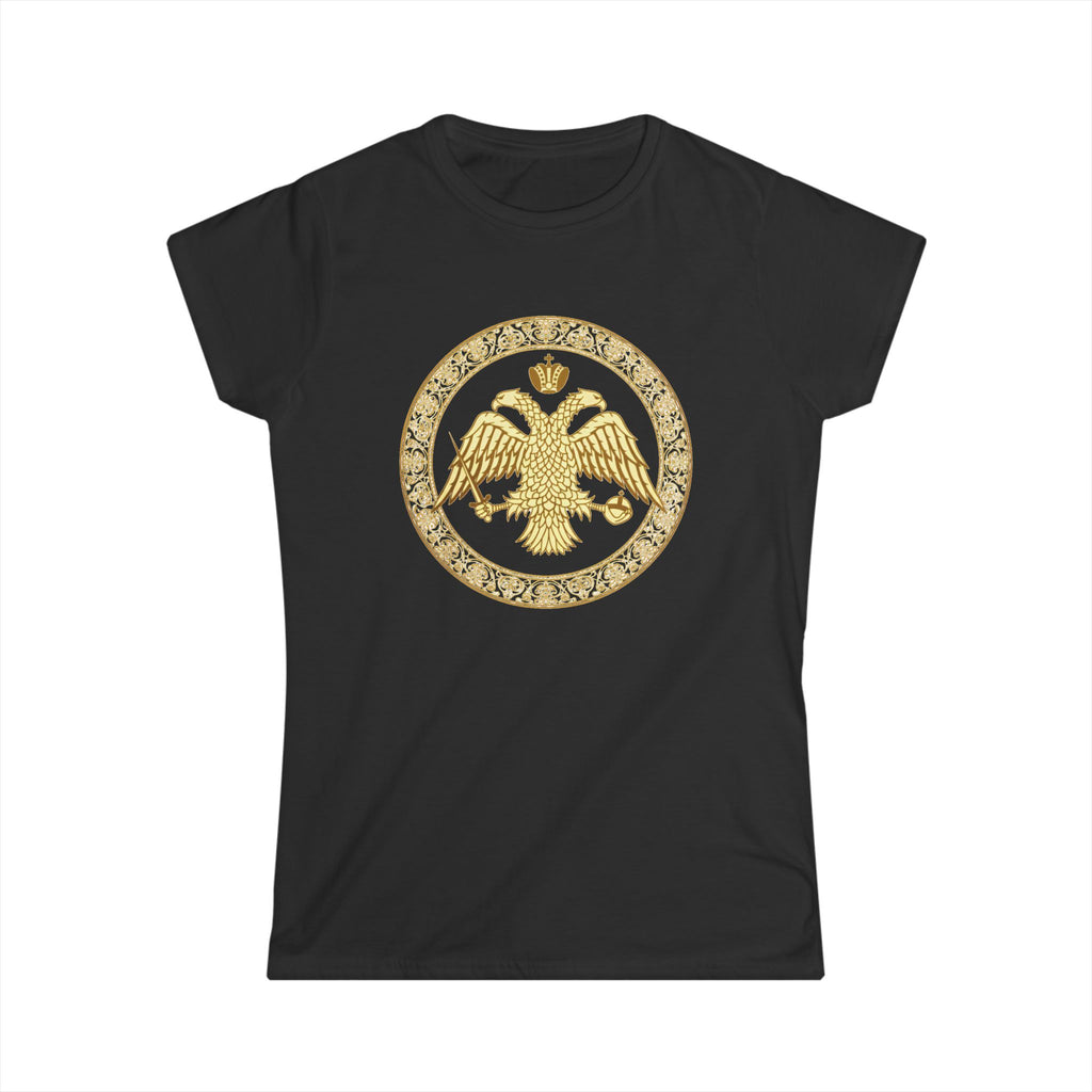 Damen-T-Shirt mit goldenem byzantinischem Doppeladler | Versandkostenfrei