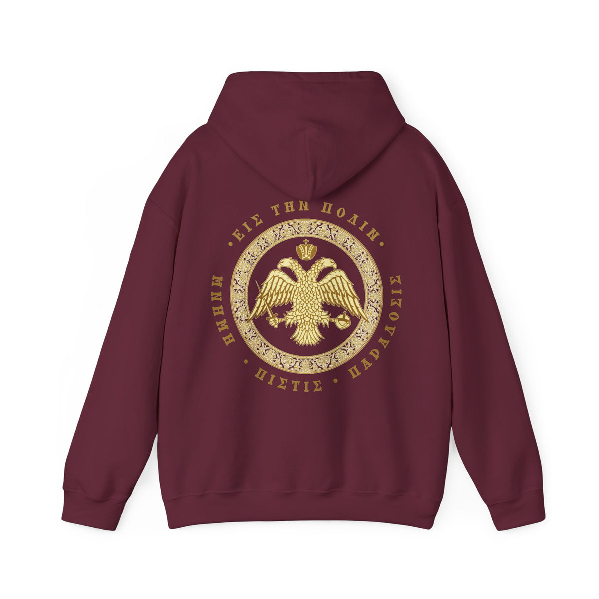 Classic Byzantine Hoodie – Doppeladler mit griechischem Siegel-Schriftzug – Versandkostenfrei