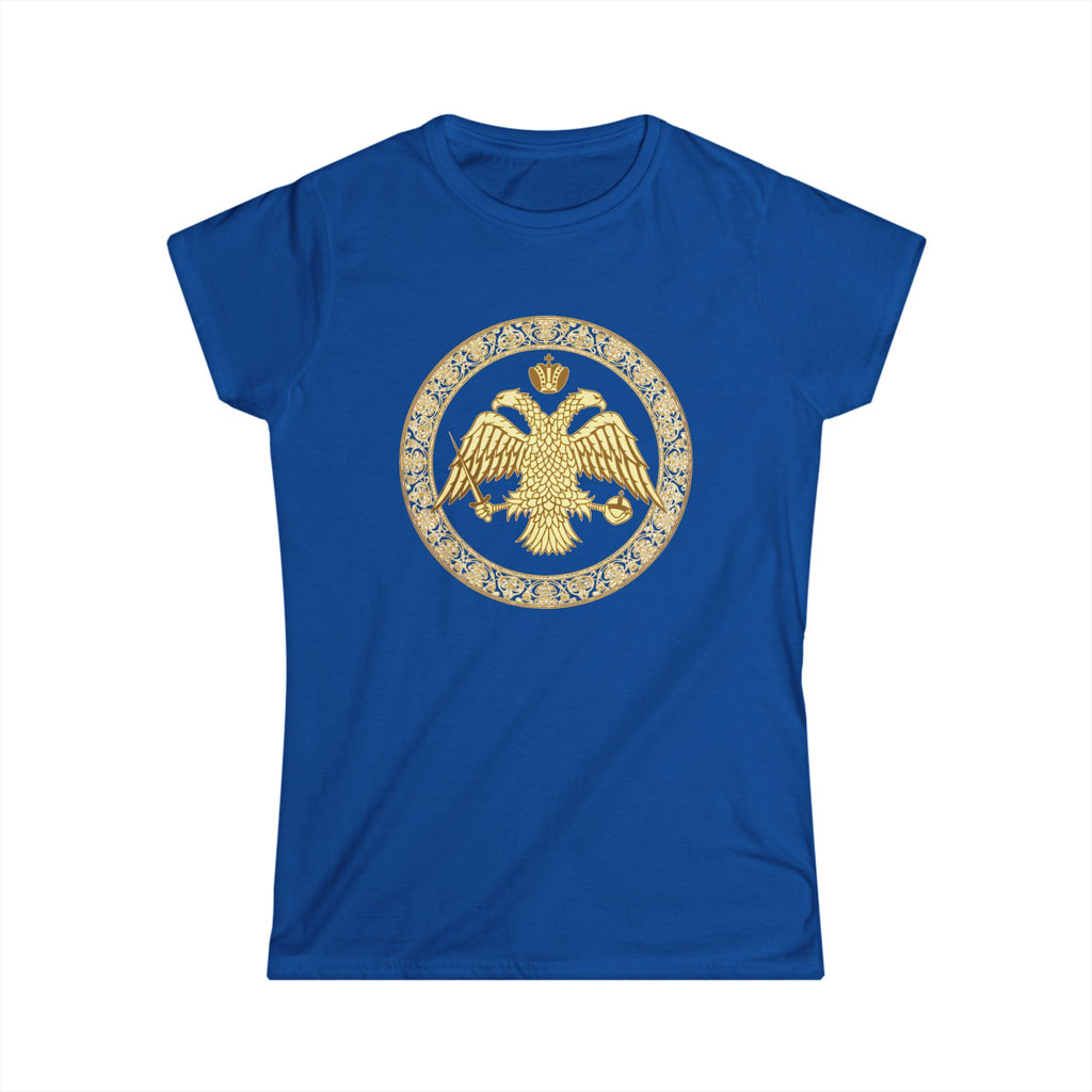 Damen-T-Shirt mit goldenem byzantinischem Doppeladler | Versandkostenfrei