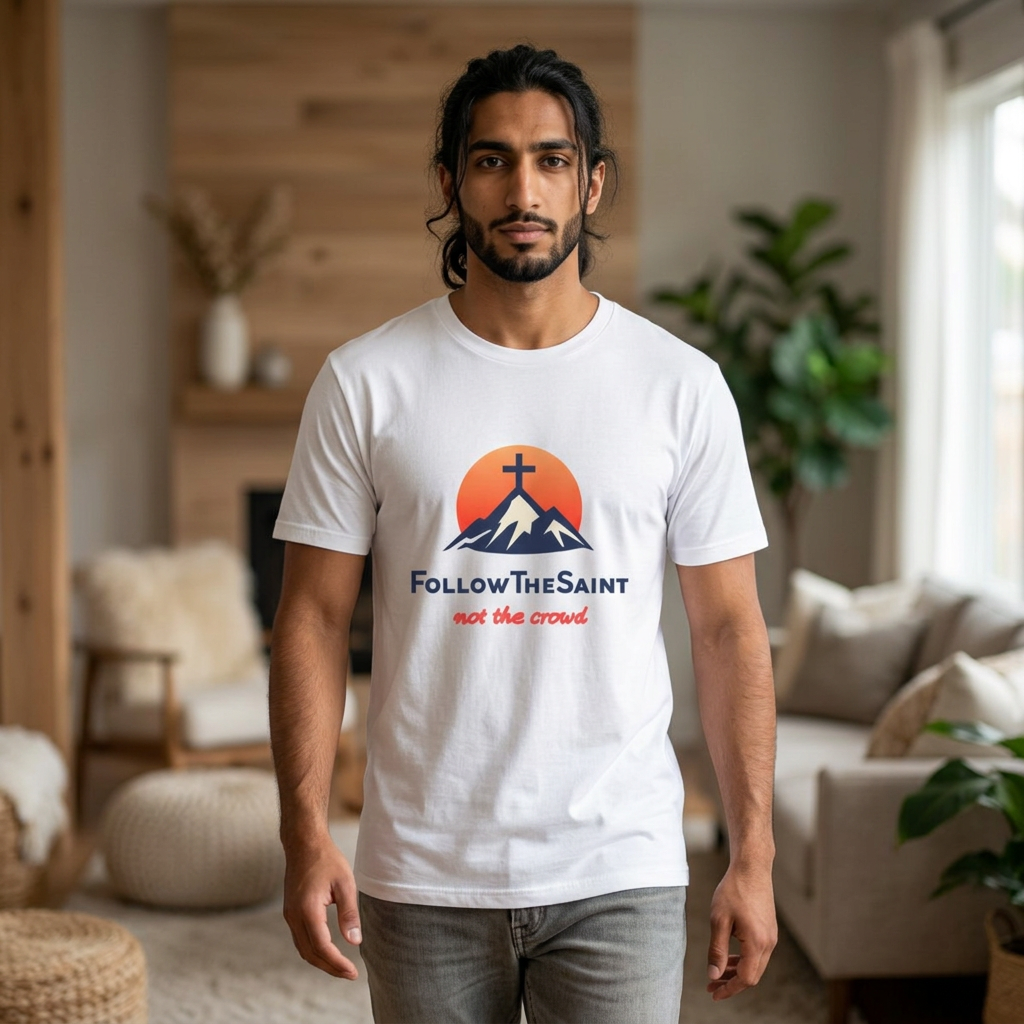 FollowTheSaint Mountain Cross T-Shirt - "not the crowd"
