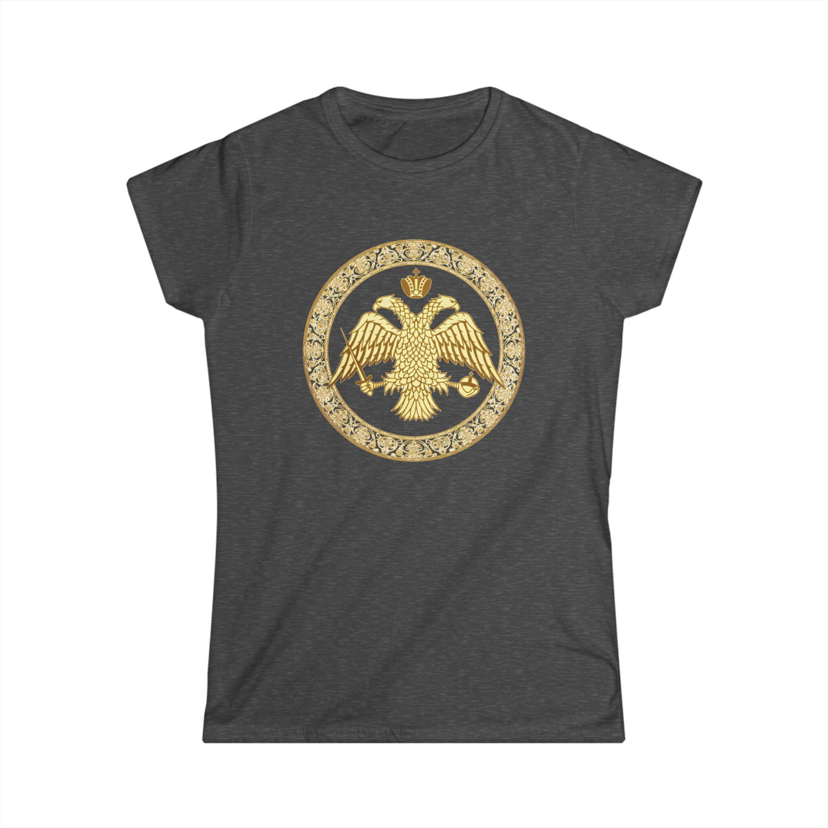 Damen-T-Shirt mit goldenem byzantinischem Doppeladler | Versandkostenfrei