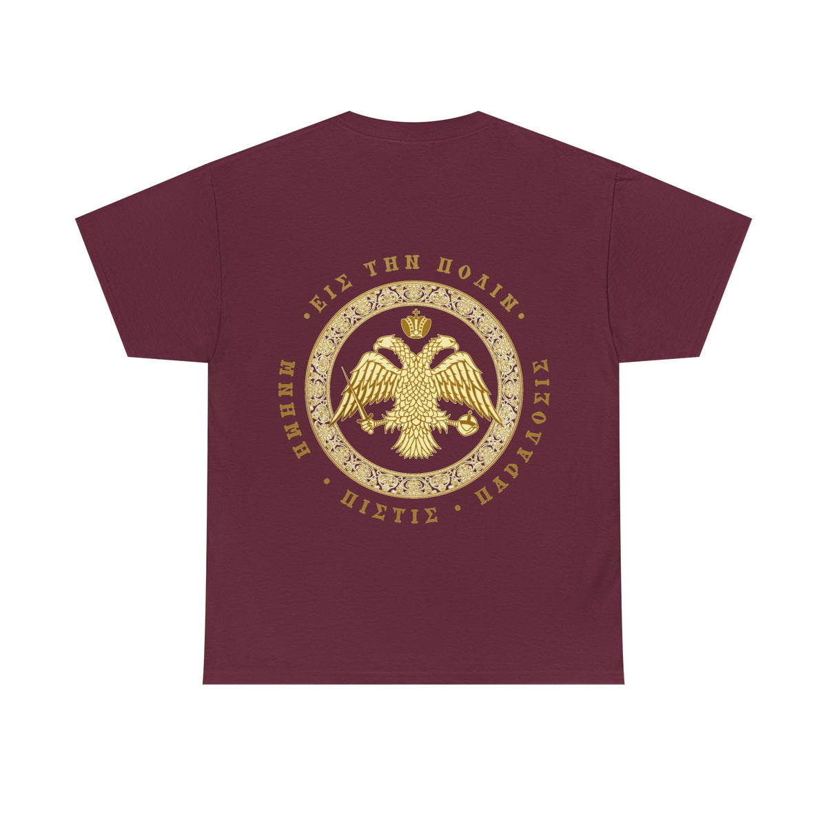 Classic Byzantine T-Shirt – Doppeladler mit griechischem Siegel-Schriftzug
