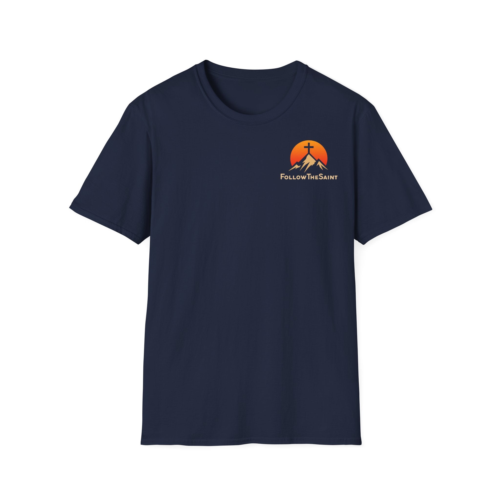 FollowTheSaint Mountain Cross T-Shirt – Beidseitig bedruckt | „not the crowd"