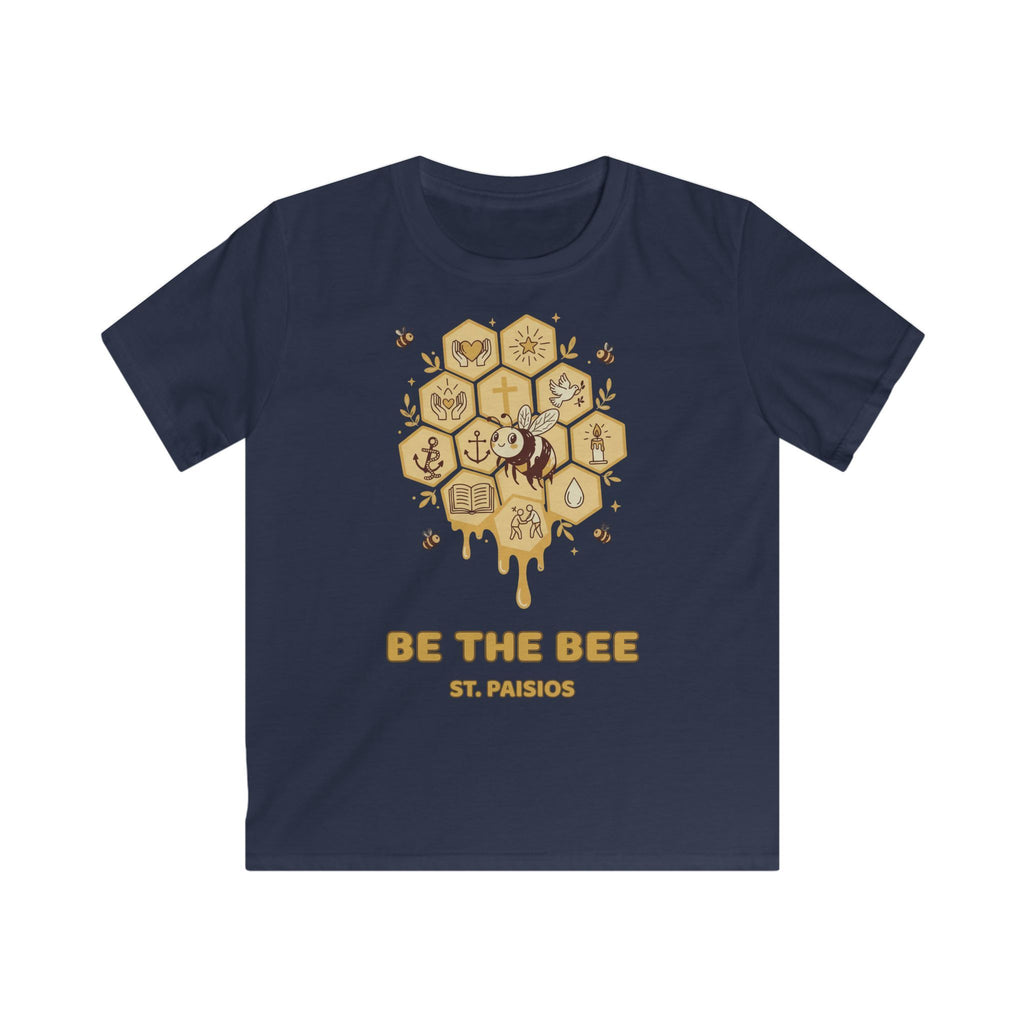 Marineblaues Kinder-T-Shirt „Be the Bee“ mit Bienenmotiv