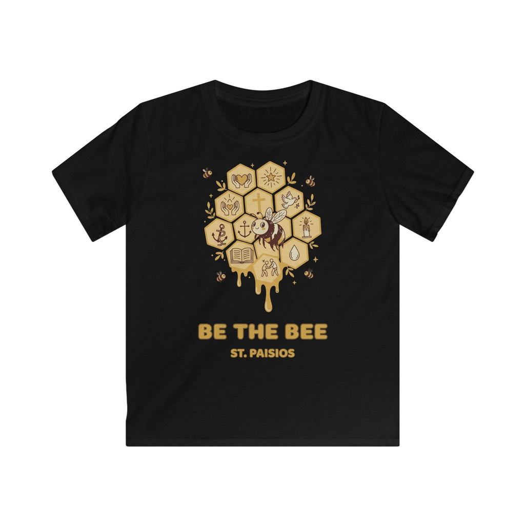 Schwarzes Kinder-T-Shirt „Be the Bee“ mit Bienenmotiv