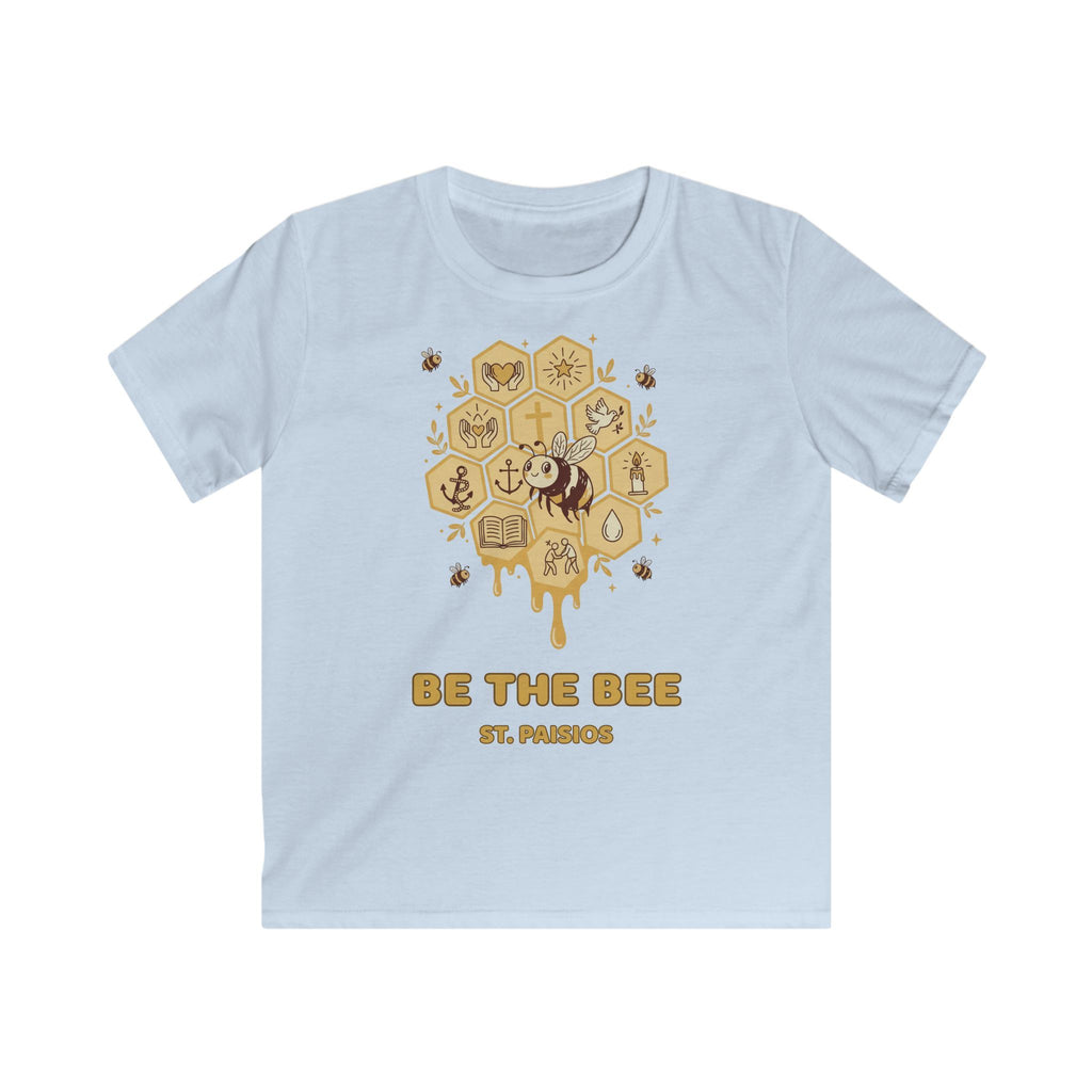 Hellblaues Kinder-T-Shirt „Be the Bee“ mit Bienenmotiv