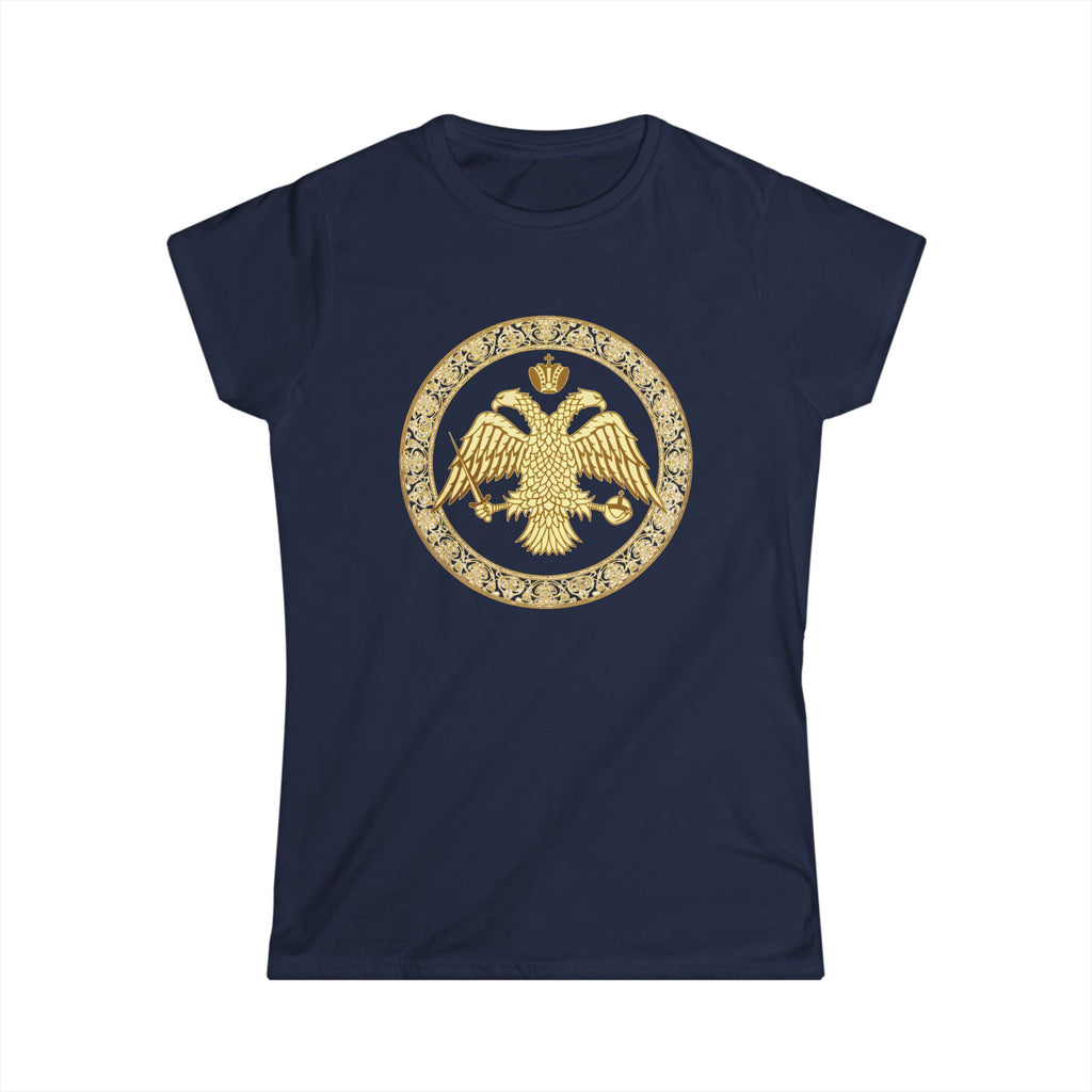 Damen-T-Shirt mit goldenem byzantinischem Doppeladler | Versandkostenfrei