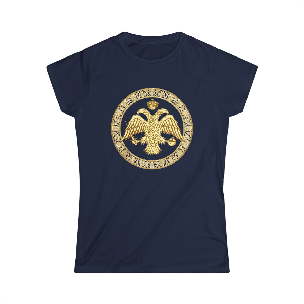 Damen-T-Shirt mit goldenem byzantinischem Doppeladler | Versandkostenfrei