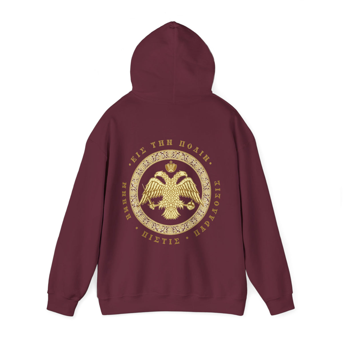 Classic Byzantine Hoodie – Doppeladler mit griechischem Siegel-Schriftzug – Versandkostenfrei