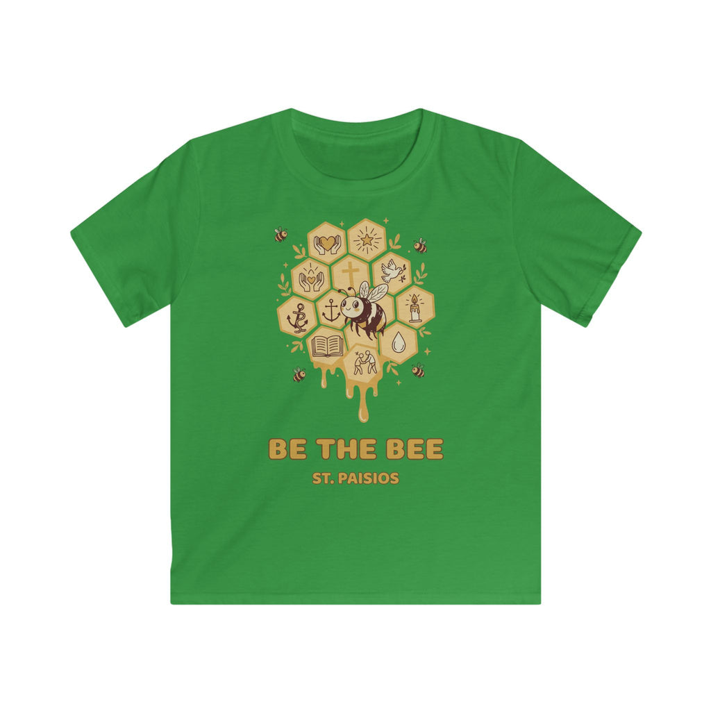 Grünes Kinder-T-Shirt „Be the Bee“ mit Bienenmotiv