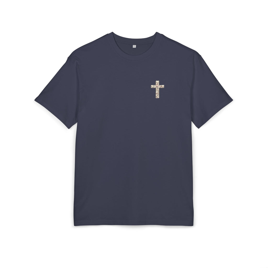Unisex-Oversize-Shirt „Αν πεθάνεις πριν πεθάνεις…“ – Steinkreuz & griechischer Sinnspruch – Versandkostenfrei