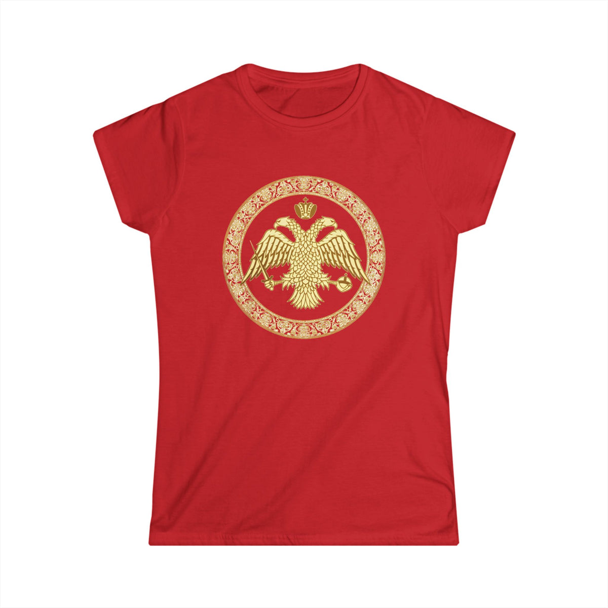 Damen-T-Shirt mit goldenem byzantinischem Doppeladler | Versandkostenfrei