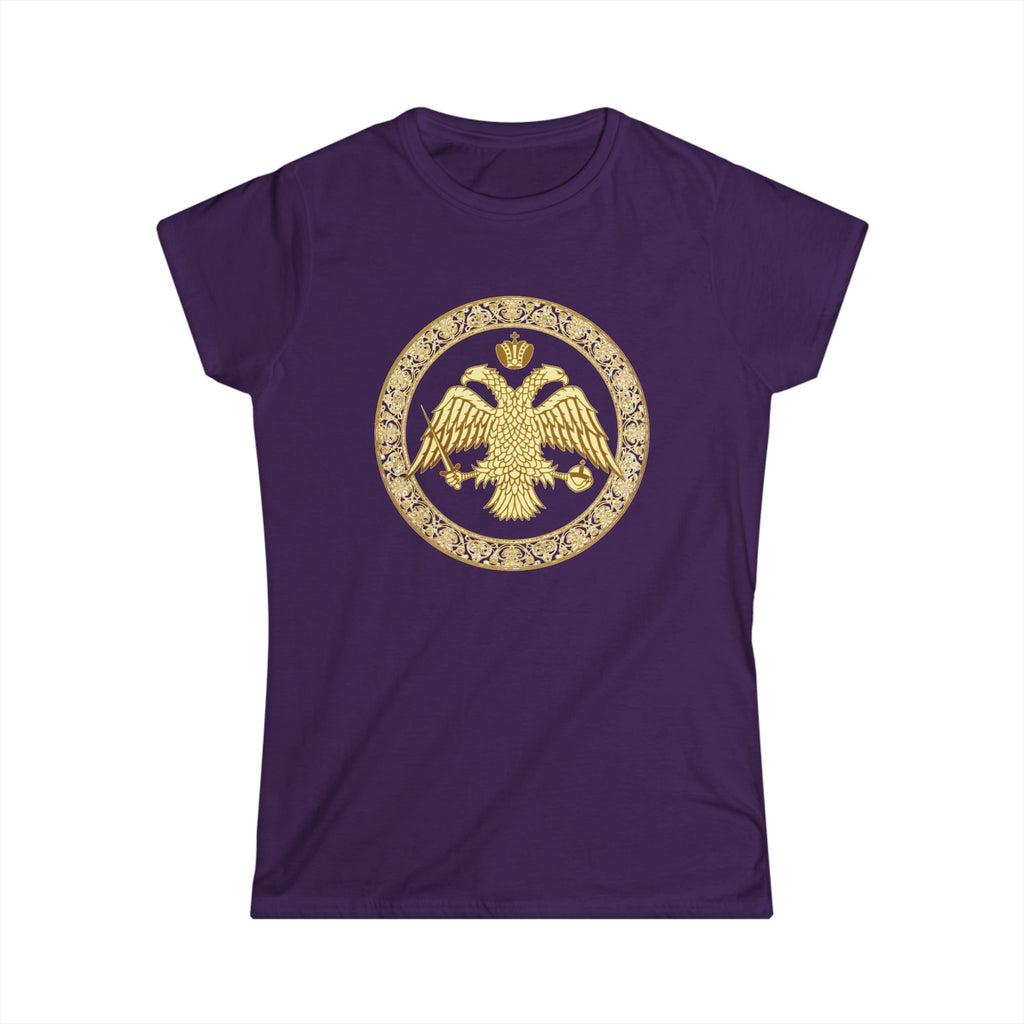Damen-T-Shirt mit goldenem byzantinischem Doppeladler | Versandkostenfrei