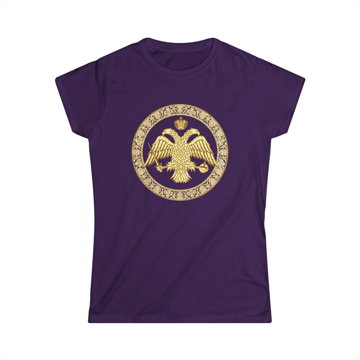 Damen-T-Shirt mit goldenem byzantinischem Doppeladler | Versandkostenfrei