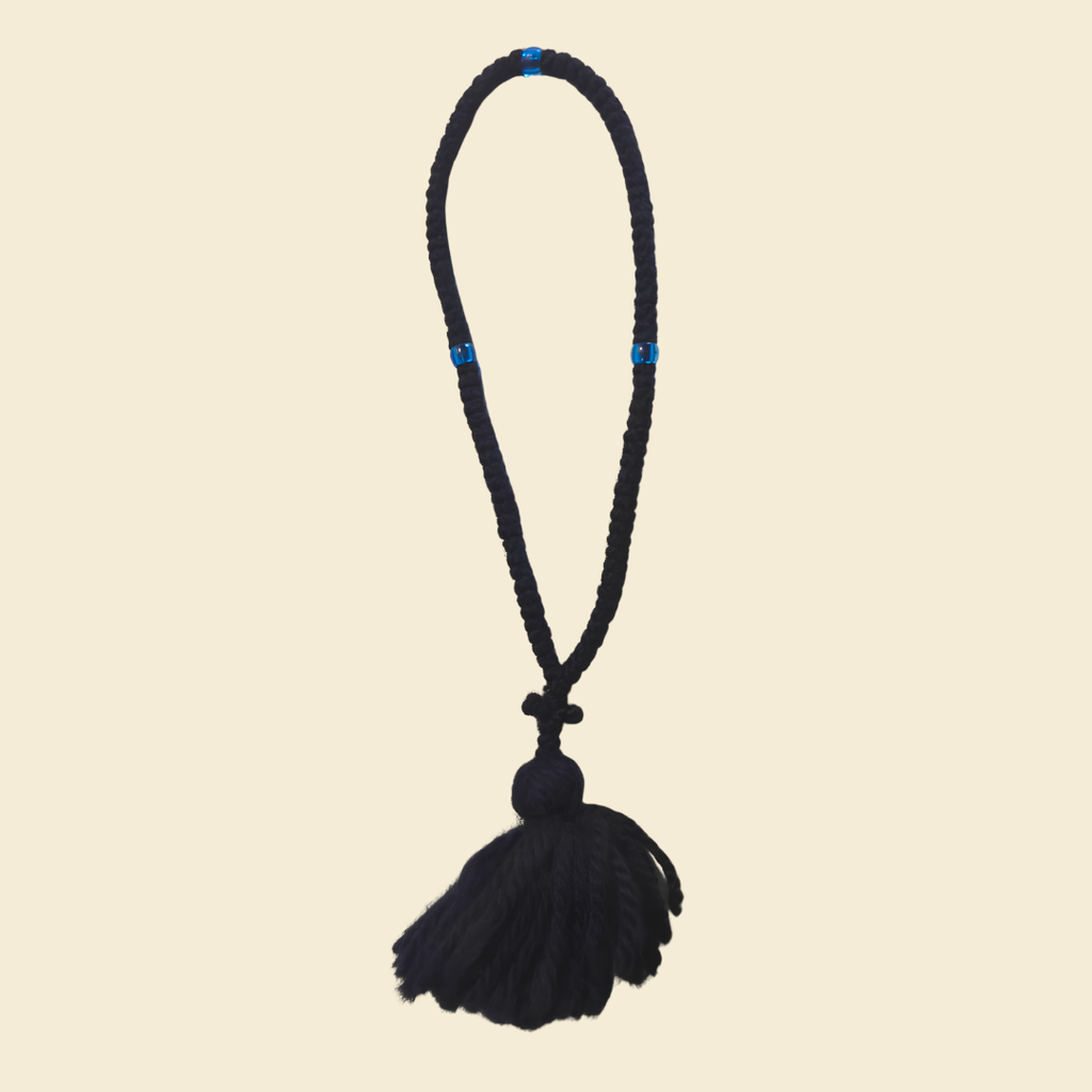 100-knot prayer rope from the sketes of Karoulia – with cross and tassel