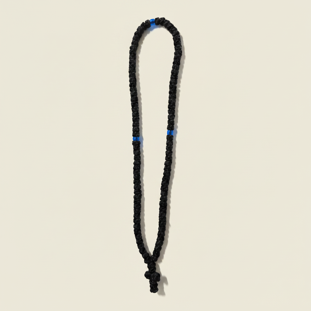Blaues 100er-Komboskini aus glattem Garn