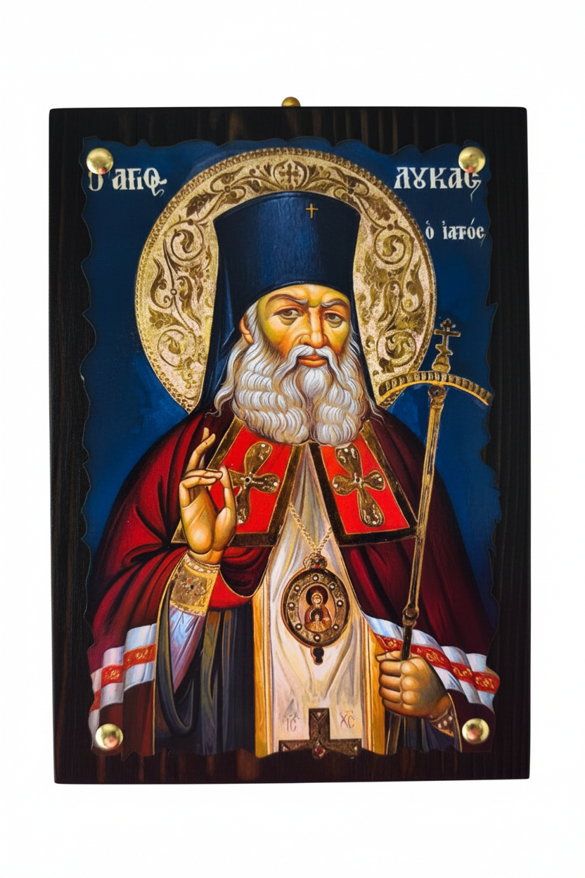 Orthodox Icon Saint Luke of Crimea (Agios Loukas o Iatros) | 20 × 14 × 2 cm