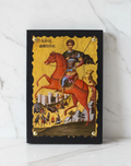 Byzantinische Holzikone Heiliger Dimitrios (Agios Dimitrios) – 20x14cm, handgemalt, Griechenland

