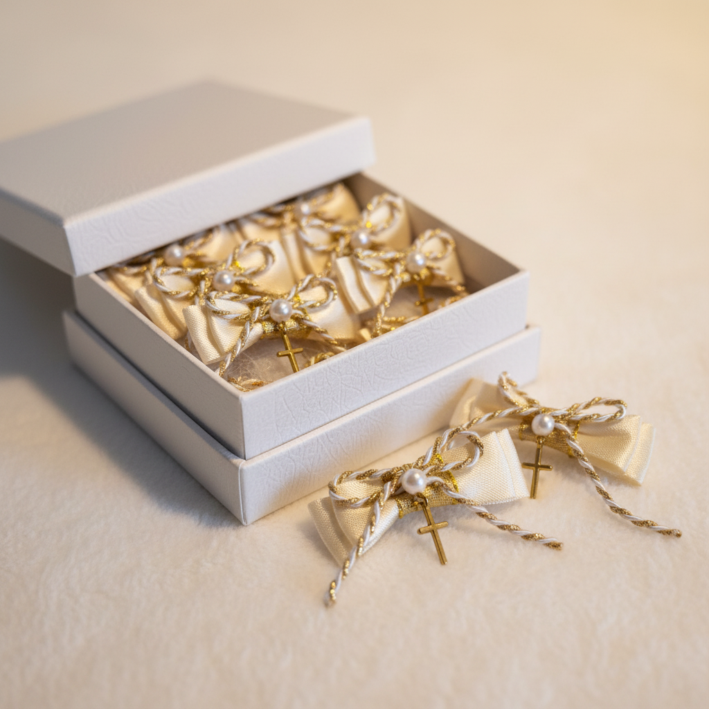 Orthodoxe Martyrika 10er Set in Geschenkbox – handgefertigte Taufbroschen als elegantes Taufgeschenk