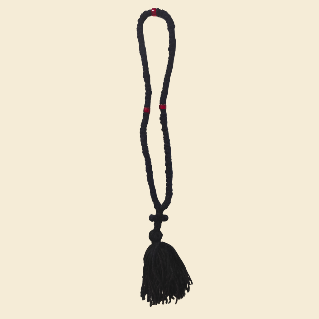 100-knot prayer rope from the sketes of Karoulia – with cross and tassel