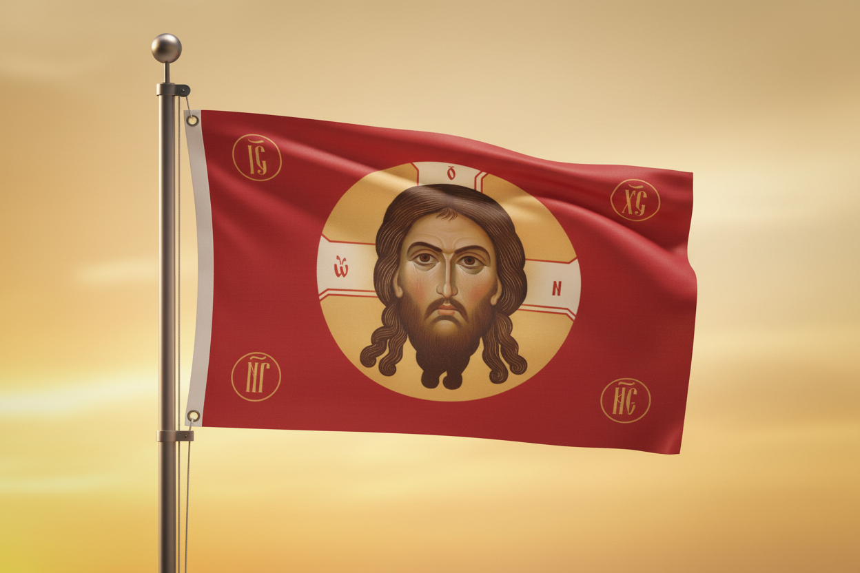 Rote Fahne komplett am Mast