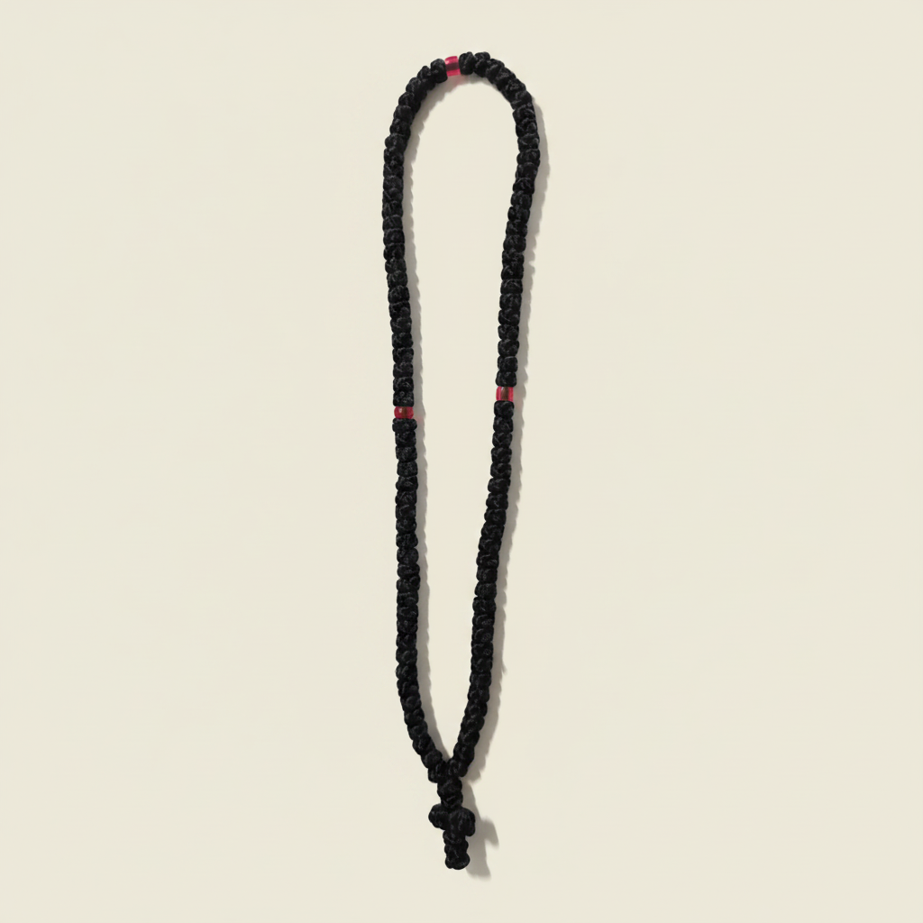 Rotes 100er-Komboskini aus glattem Garn