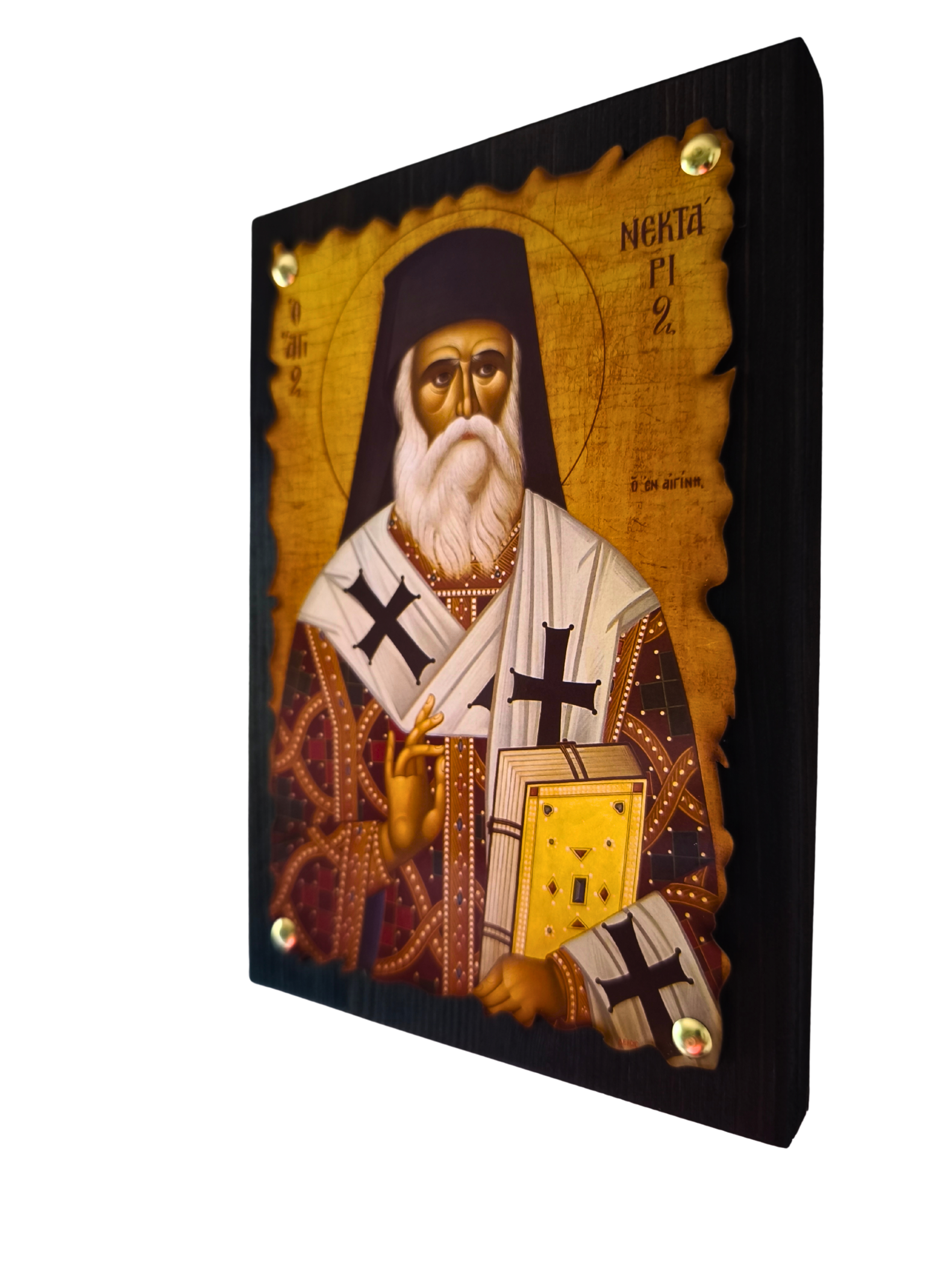 Byzantinische Ikone Heiliger Nektarios von Ägina (Agios Nektarios) – 20x14cm, handgemalt, Griechenland