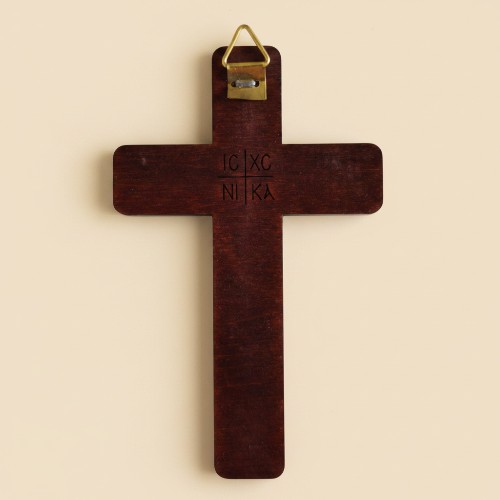 Orthodoxes Wandkreuz klassisch – Rückseite mit Gravur IC XC NIKA