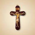 Orthodoxes Wandkreuz mit abgerundeten Ecken – Vorderseite mit byzantinischer Christus-Ikone